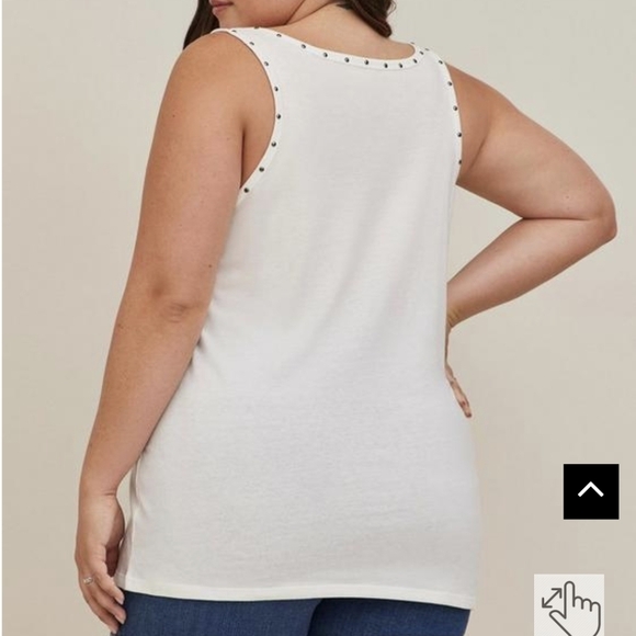 Def Leopard Studded Crew Tank - Cotton Ivory, plus sz 5x - Picture 9 of 12